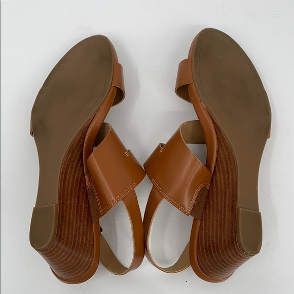 Franco Sarto Dodger wedge sandal shoe strappy brown caramel heel strap 11 - Picture 6 of 7